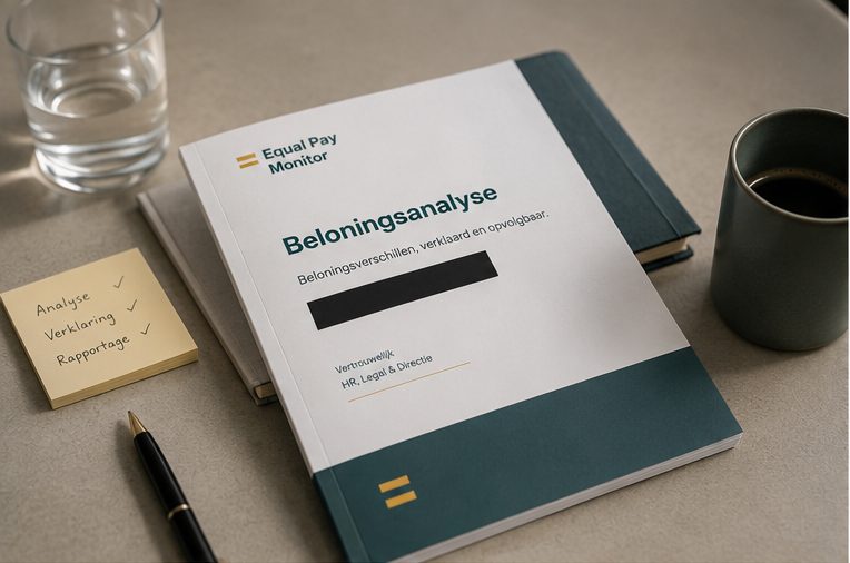 The Equal Pay Monitor 'Pay Analysis' report as a physical, confidential document on a table.